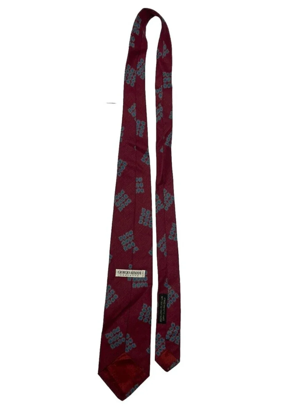 Giorgio Armani Authentic Cravatte Neck Tie 100% Lino Flax Lin Burgundy Italy
